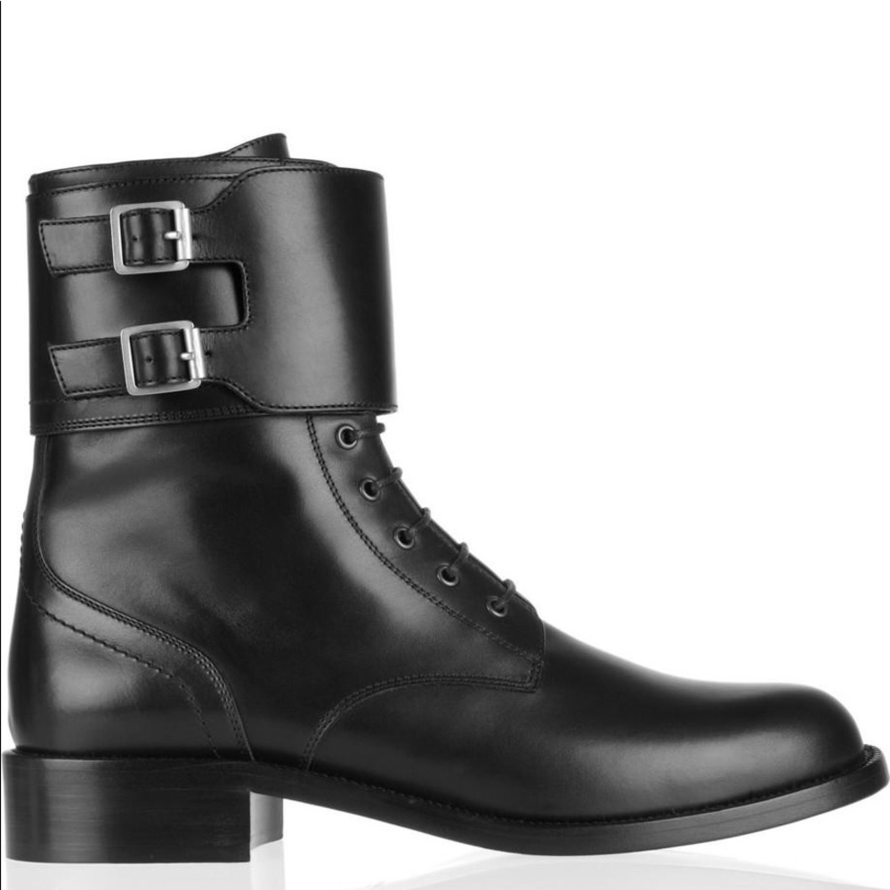 YSL Saint Laurent Patti Combat Leather Boots